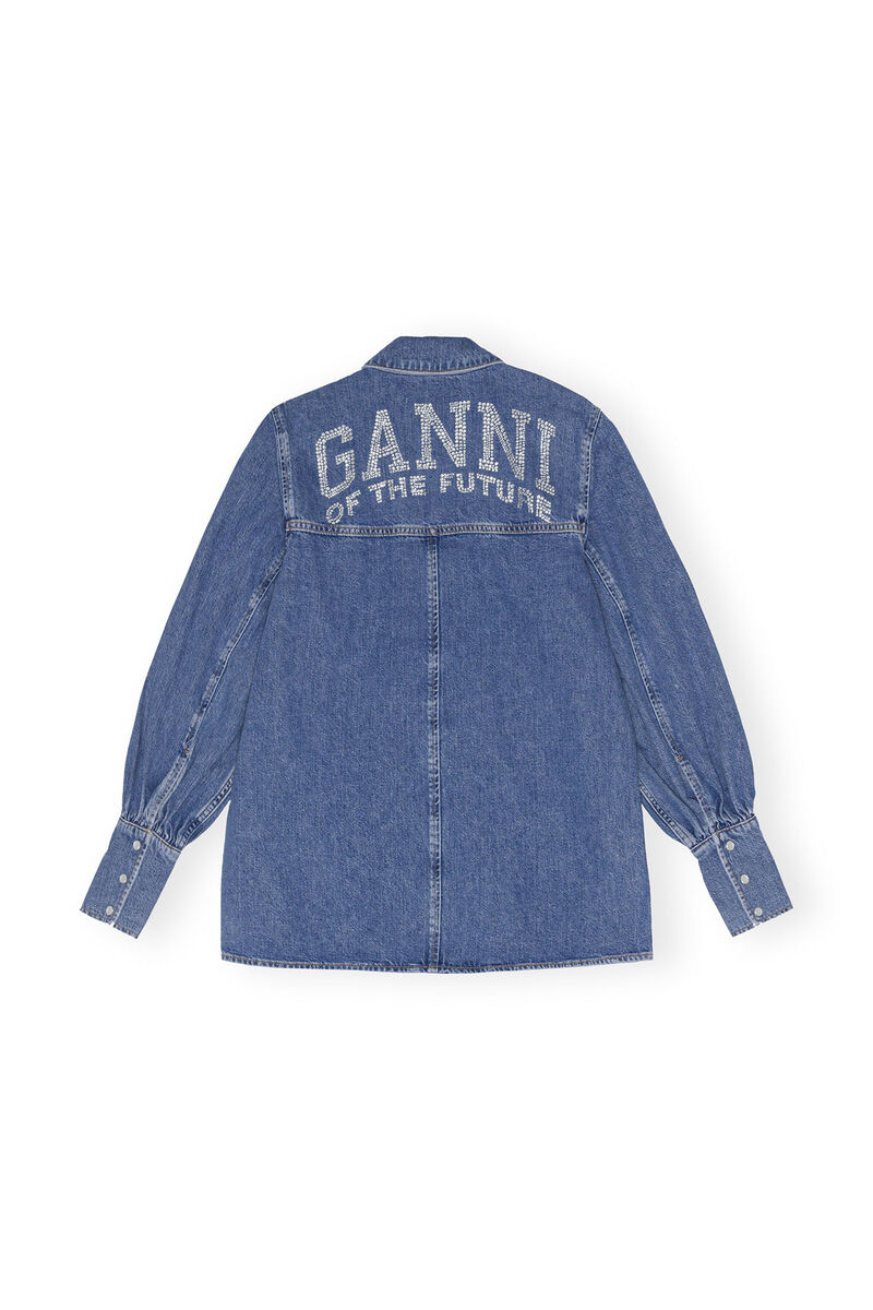 Future Denim Shirt, Organic Cotton, in colour Dark Blue Vintage - 2 - GANNI