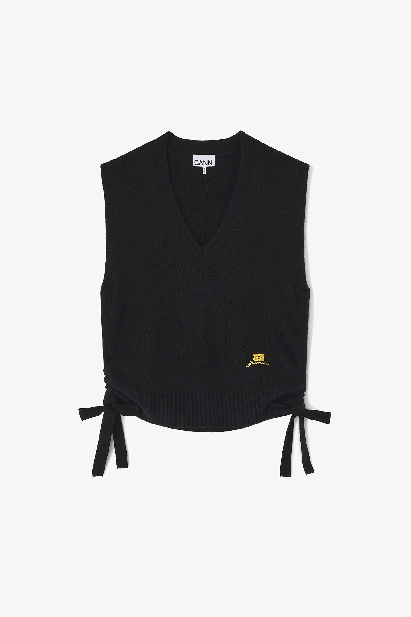 Wool Mix Vest, Wool, in colour Jet Black - 1 - GANNI