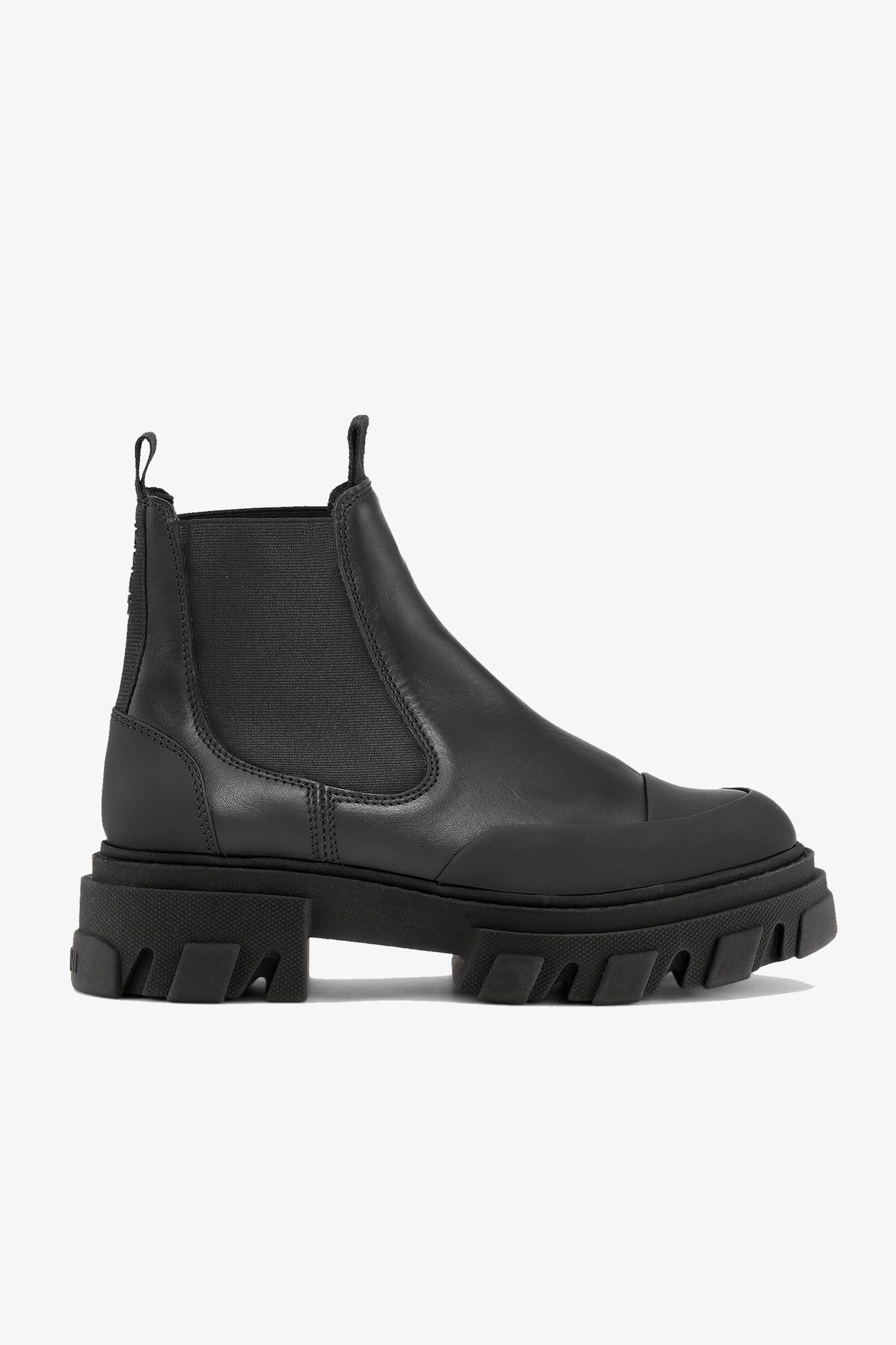 Black Stitch Cleated Low Chelsea Boots | GANNI US