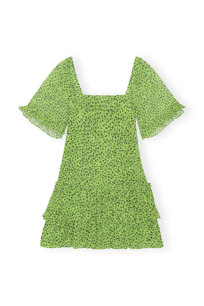 Robe courte en mousseline, Recycled Polyester, in colour Tender Shoots - 1 - GANNI
