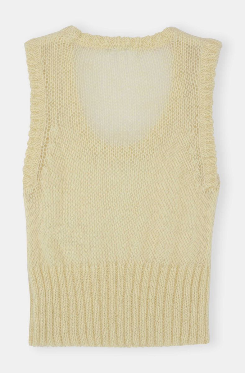 Wool Vest, Merino Wool, in colour Flan - 2 - GANNI