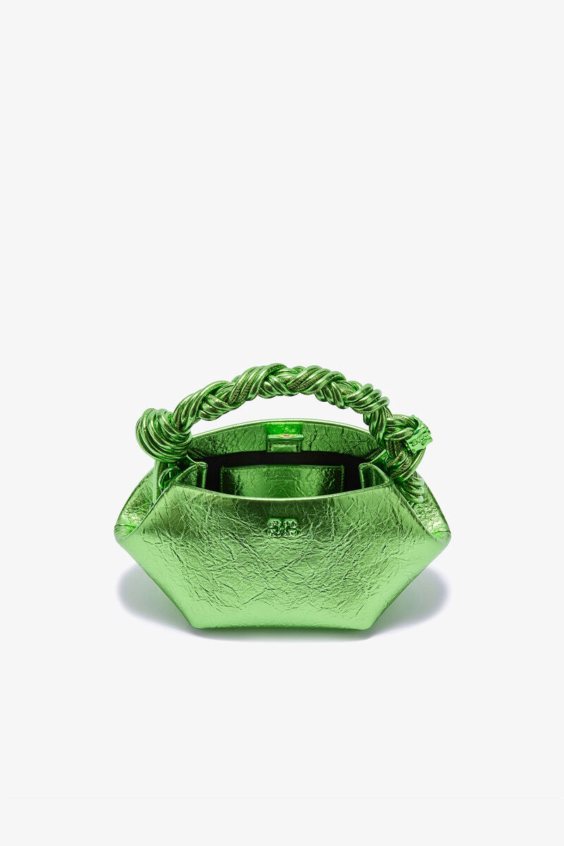 Metallic Mini Bou Bag, Polyurethane, in colour Greenery - 4 - GANNI