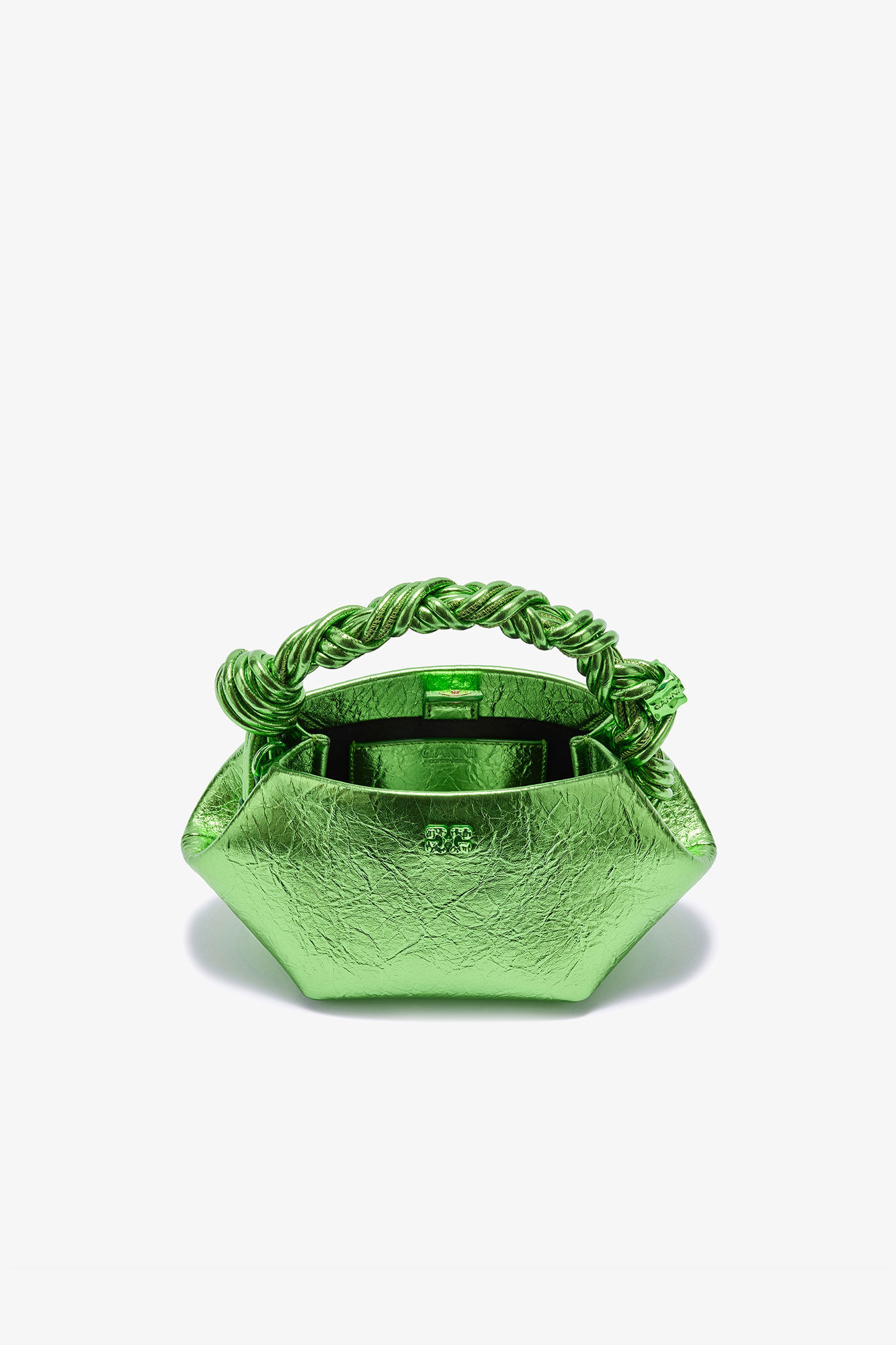 Metallic Mini Bou Bag, Polyurethane, in colour Greenery - 4 - GANNI