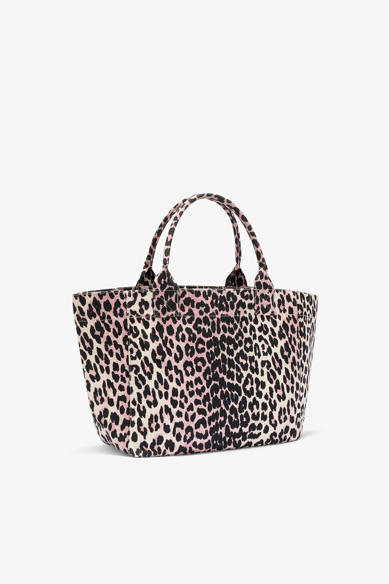 Leopard Medium Tote, Recycled Cotton, in colour Bleached Mauve - 2 - GANNI
