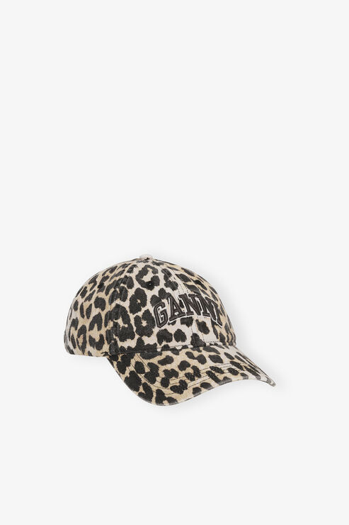 Ganni Leopard Canvas Cap Women's Organic Cotton