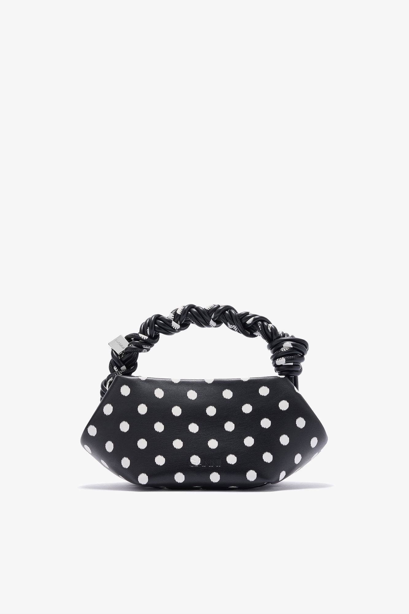 Polka-Dot Mini Bou Bag, Recycled Leather, in colour Black - 2 - GANNI