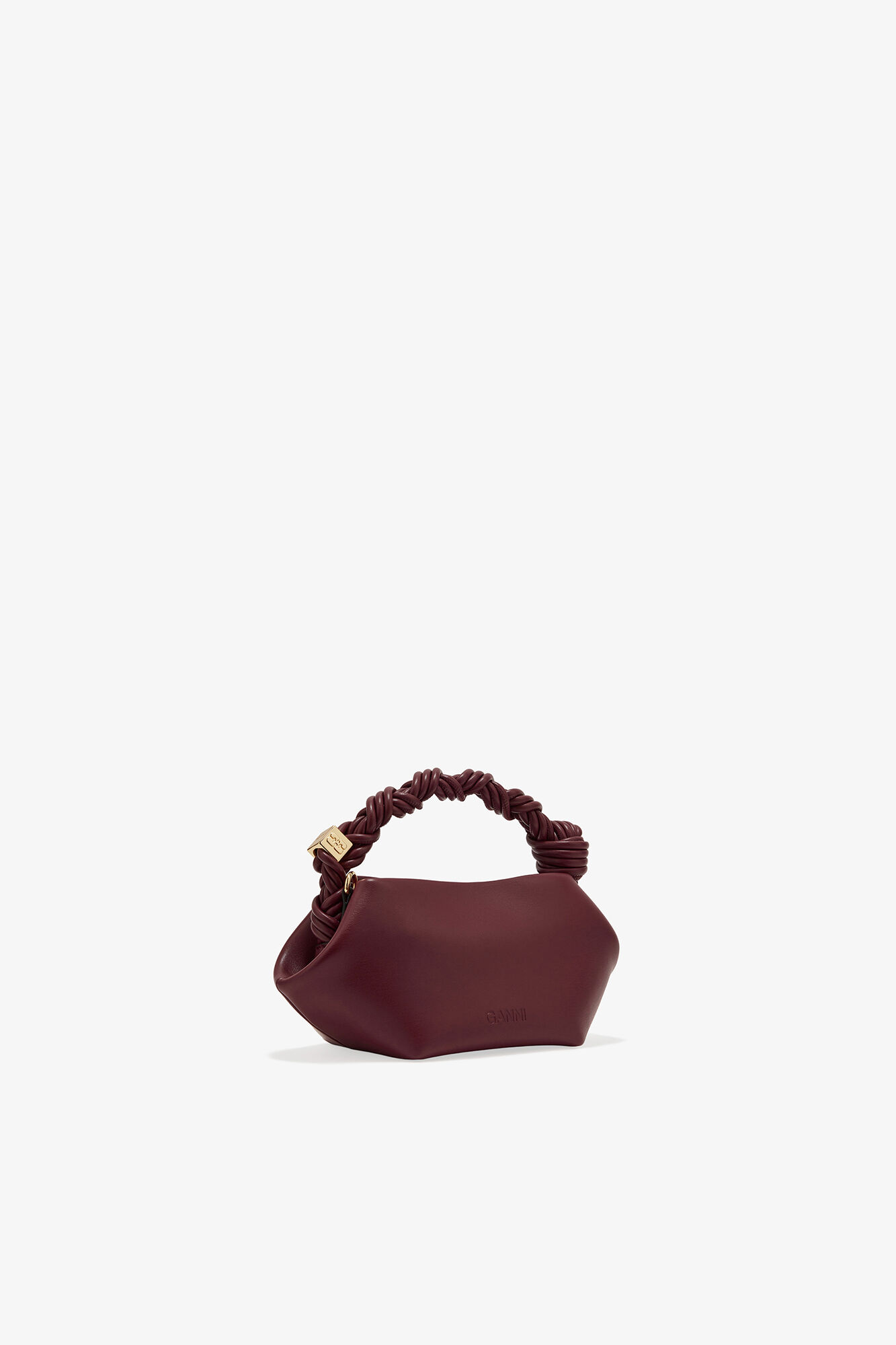 Burgundy Mini Bou Bag, Recycled Leather, in colour Burgundy - 2 - GANNI
