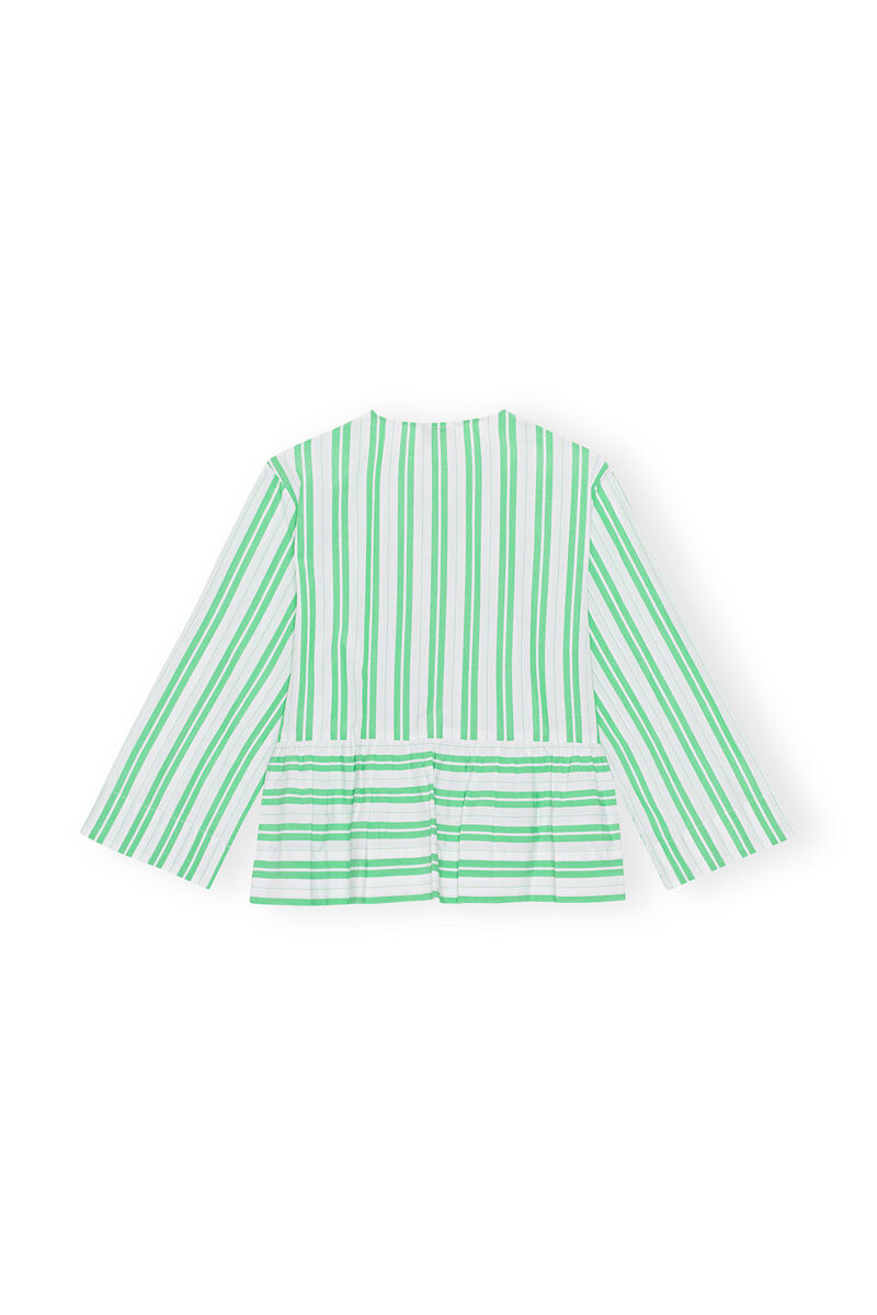 Gestreifte Peplum-Bluse , Cotton, in colour Kelly Green - 2 - GANNI