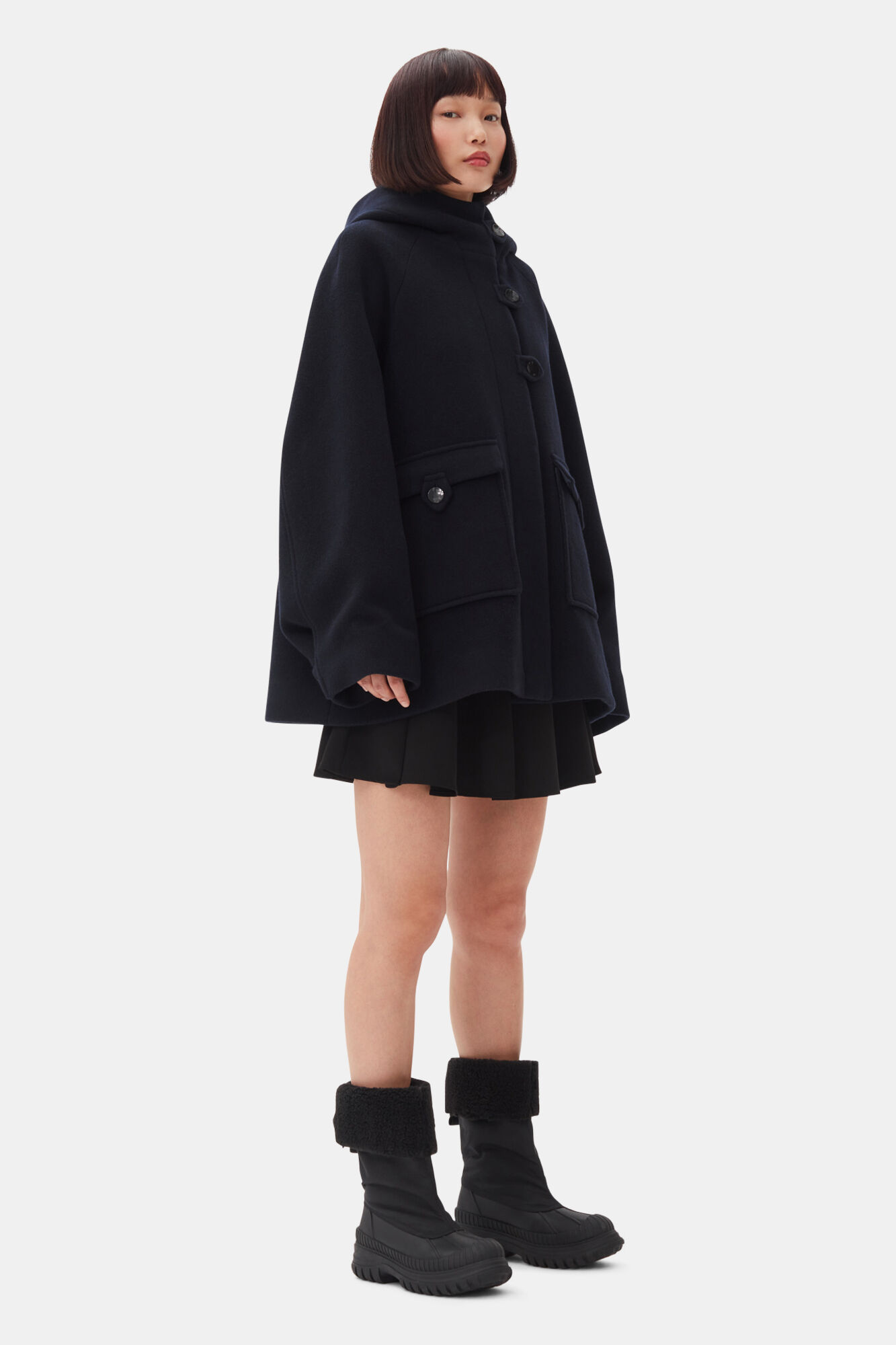 Dark Blue Midijakke, Polyester, in colour Sky Captain - 3 - GANNI