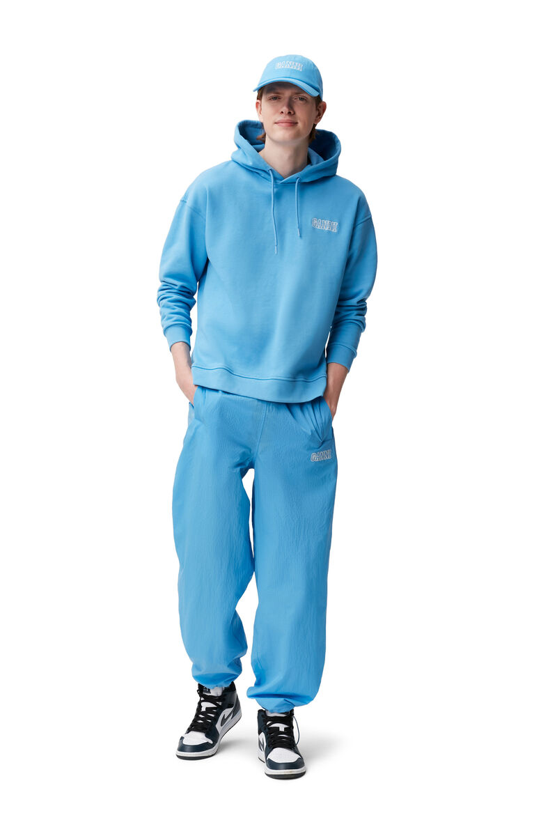 Oversized Hooded Sweatshirt, Organic Cotton, in colour Azure Blue - 4 - GANNI