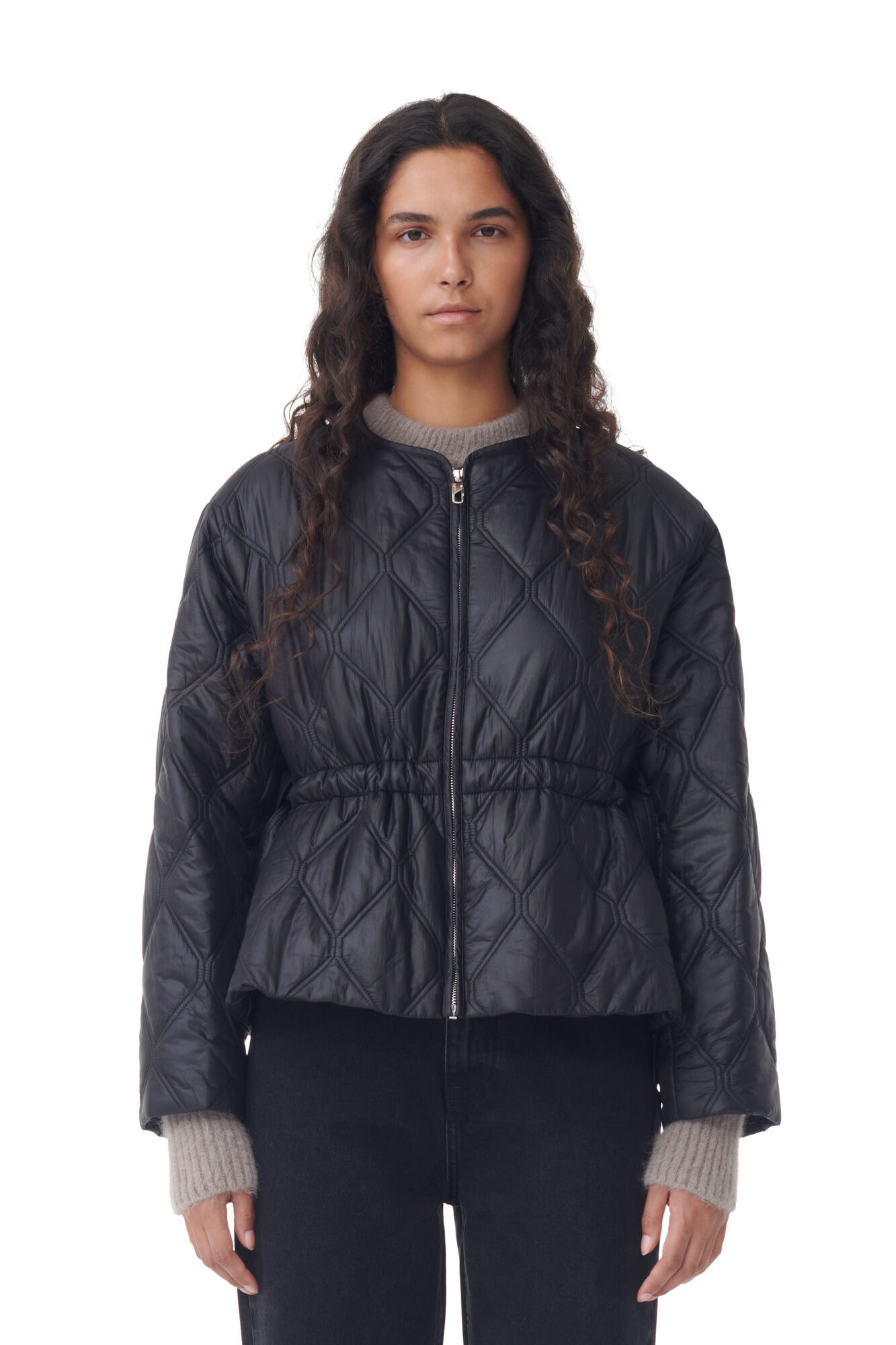 Ganni Black Shiny Quilt Jacket