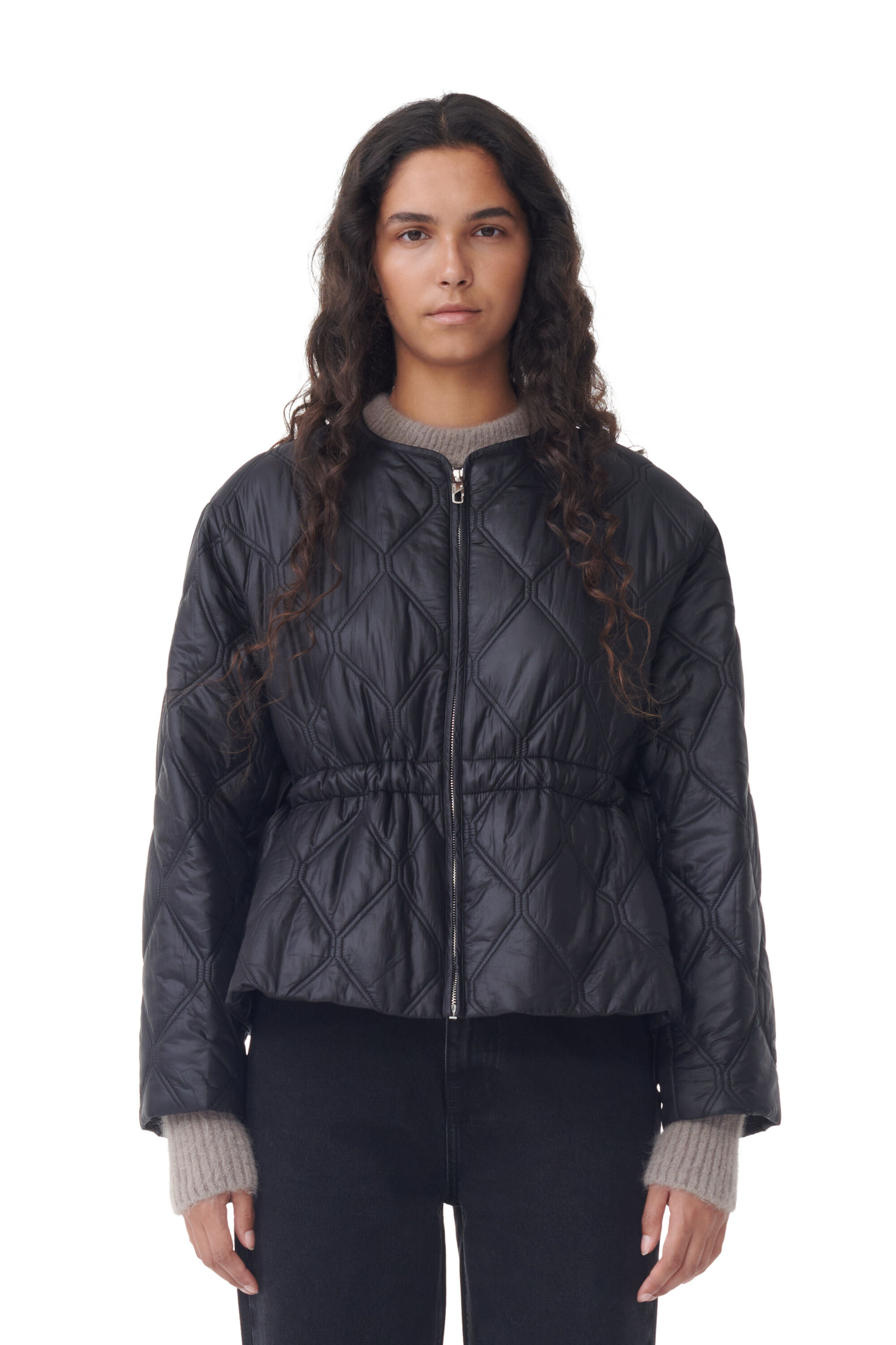 Quilted Shell Jacket Ganni Quilted Recycled Ripstop Jacket Black