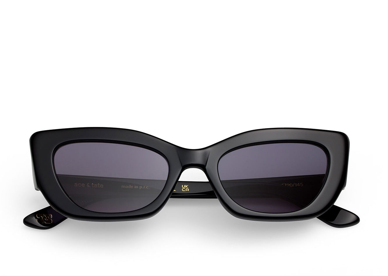 GANNI x Ace & Tate Black Sadie solglasögon, Acetate, in colour Black - 1 - GANNI