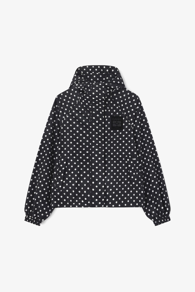 Nylonjakke med print, Black