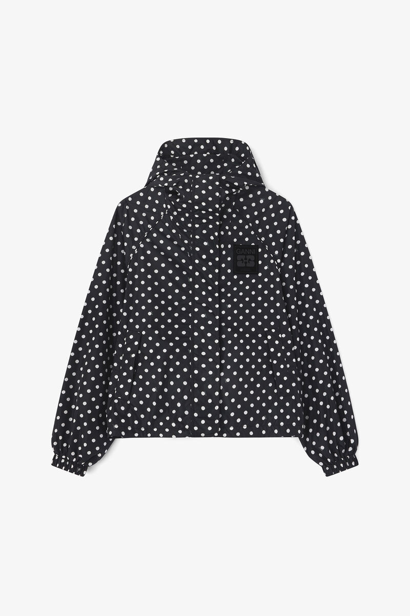 Printed Nylon Jacket, Recycled Polyamide, in colour Black - 1 - GANNI