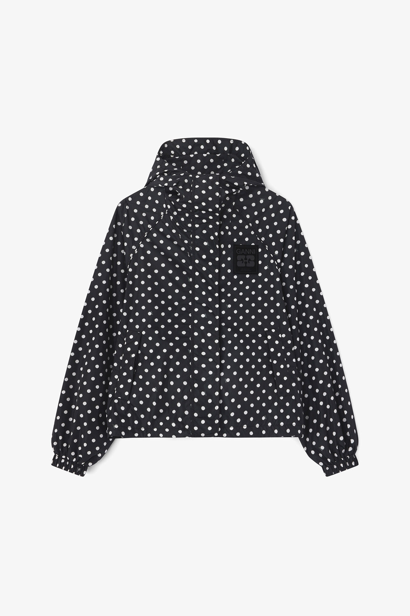 Printed Nylon Jacket, Recycled Polyamide, in colour Black - 1 - GANNI