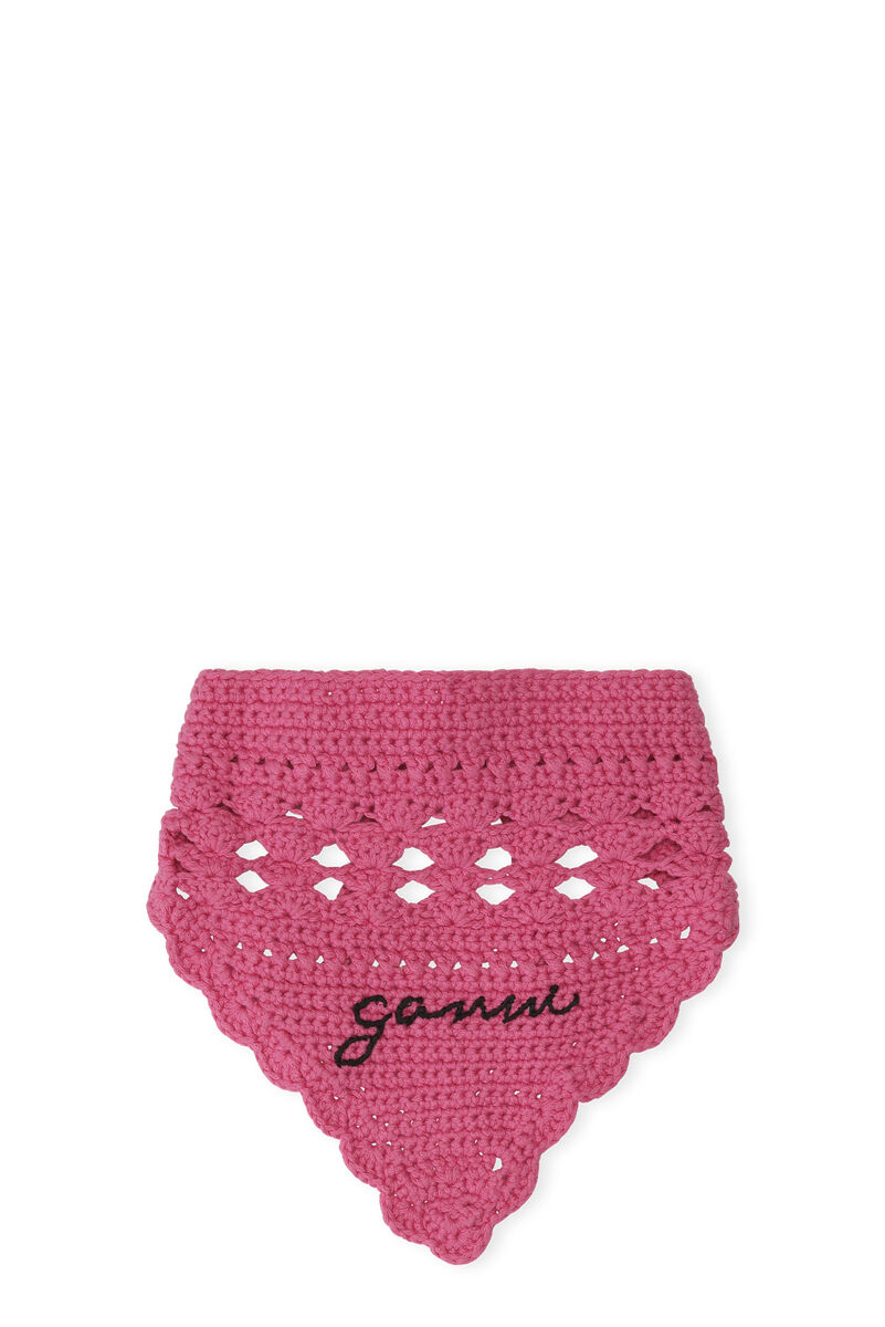 Crochet Bandana, in colour Shocking Pink - 1 - GANNI