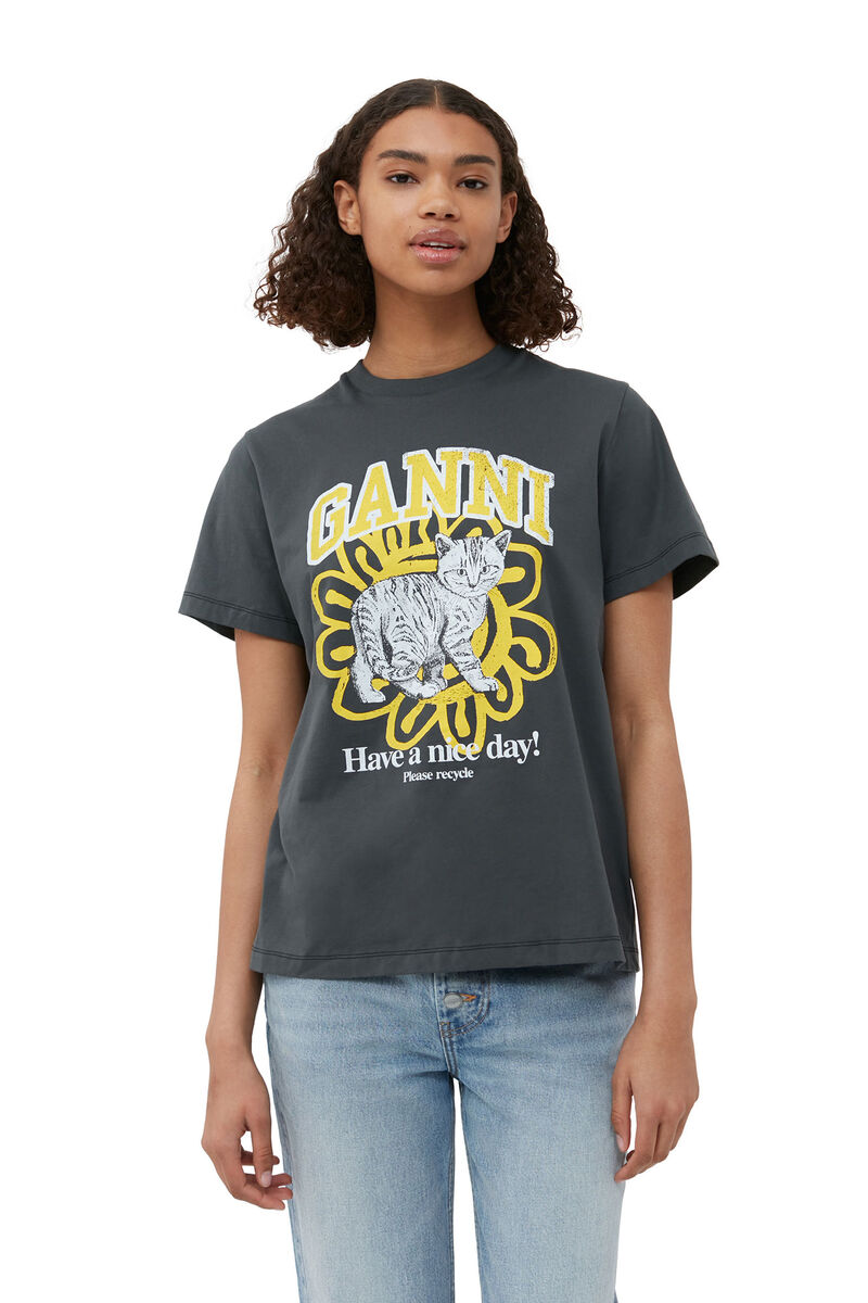 T-shirt décontracté Cat , Cotton, in colour Volcanic Ash - 4 - GANNI