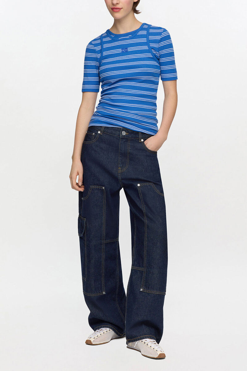 M&ouml;rksk&ouml;ljda Audri jeans, Organic Cotton, in colour Rinse - 1 - GANNI