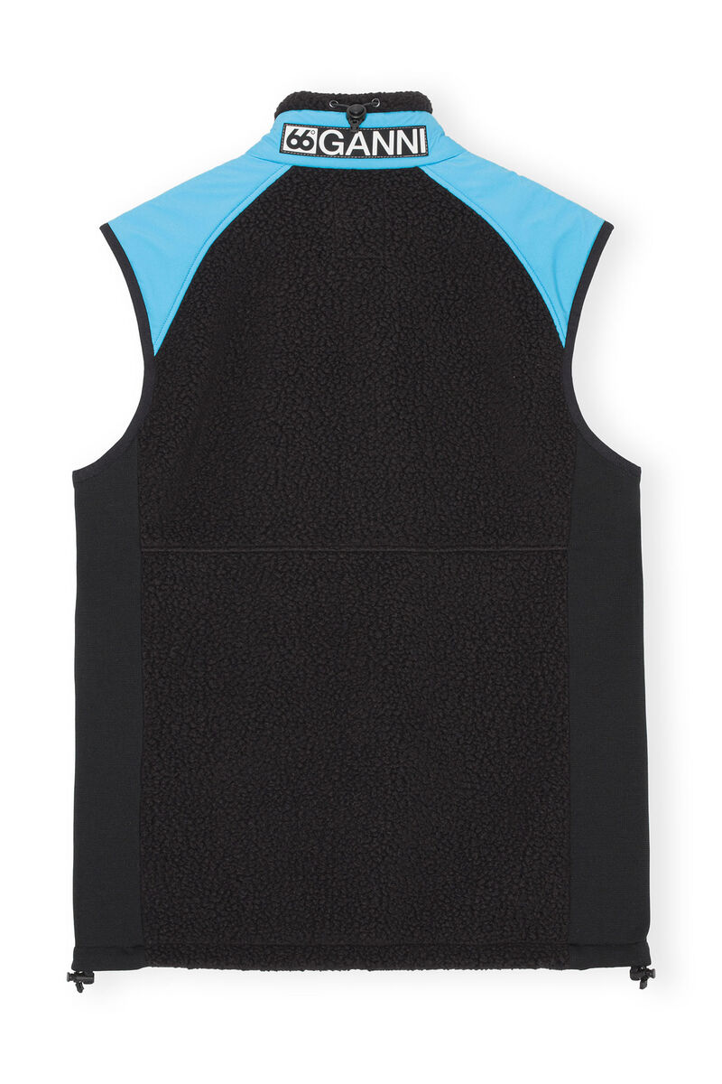 Tindur Neoshell Shearling Vest, Recycled Polyester, in colour Black - 2 - GANNI