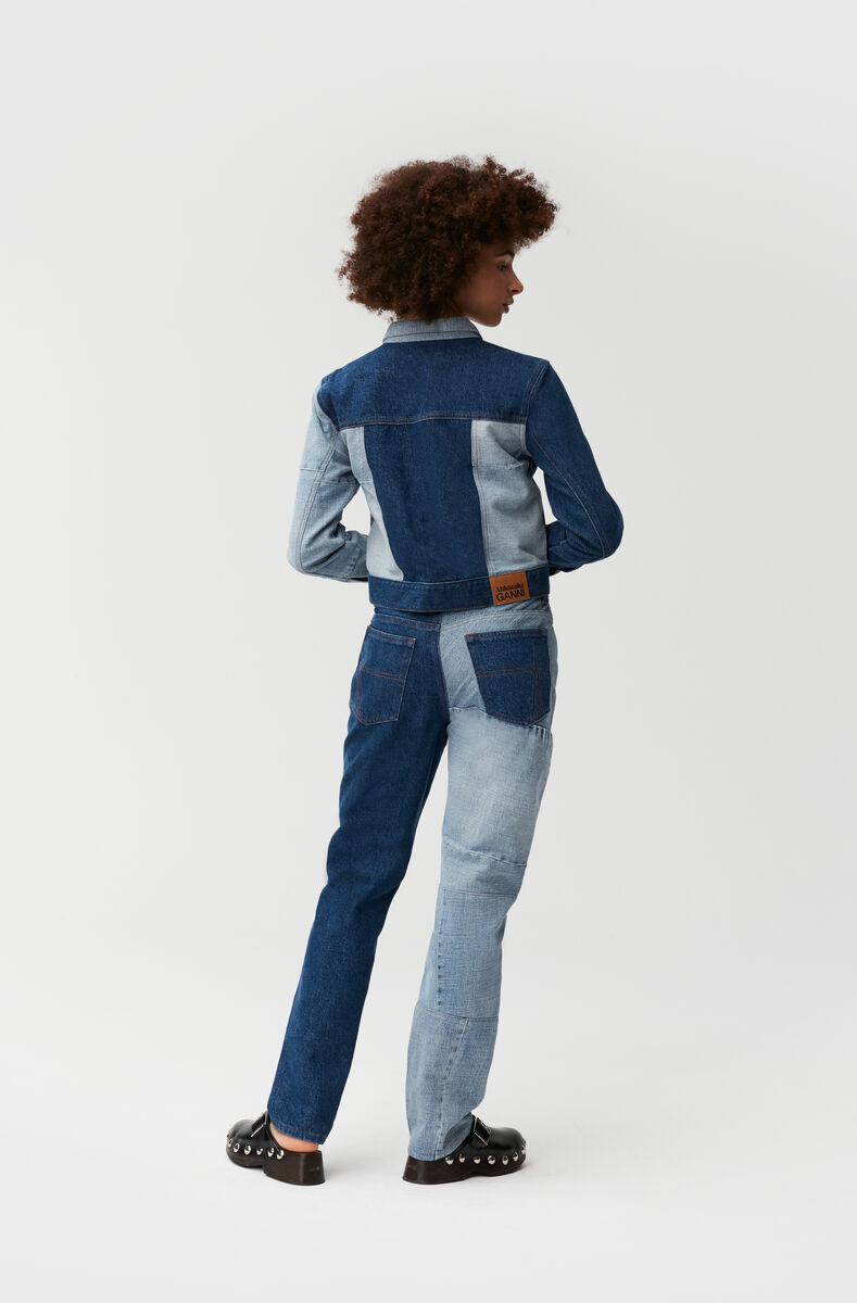 Jeans i slimfit med lige ben, Cotton, in colour Indigo - 2 - GANNI