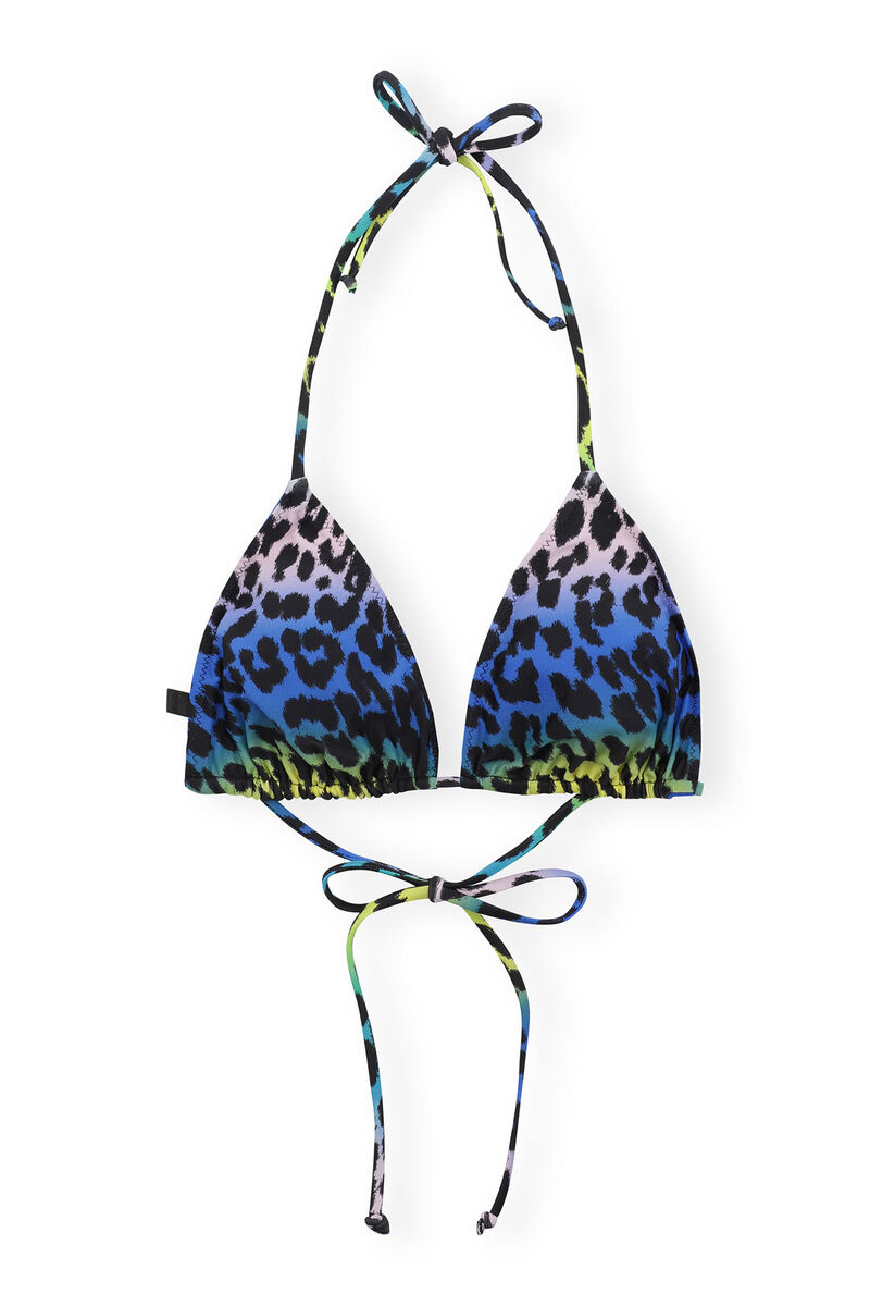 Multicolour Recycled Printed String Bikini Top | GANNI UK