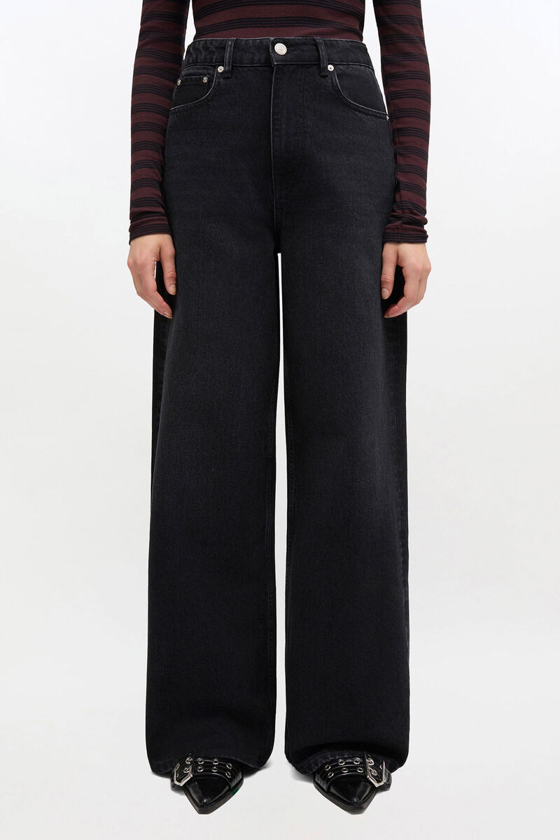 Black Lari Jeans, Organic Cotton, in colour Black Washed - 1 - GANNI