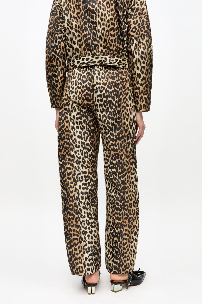 Leopard Duchesse Nylon Cargo Pants, Recycled Nylon, in colour Leopard - 3 - GANNI