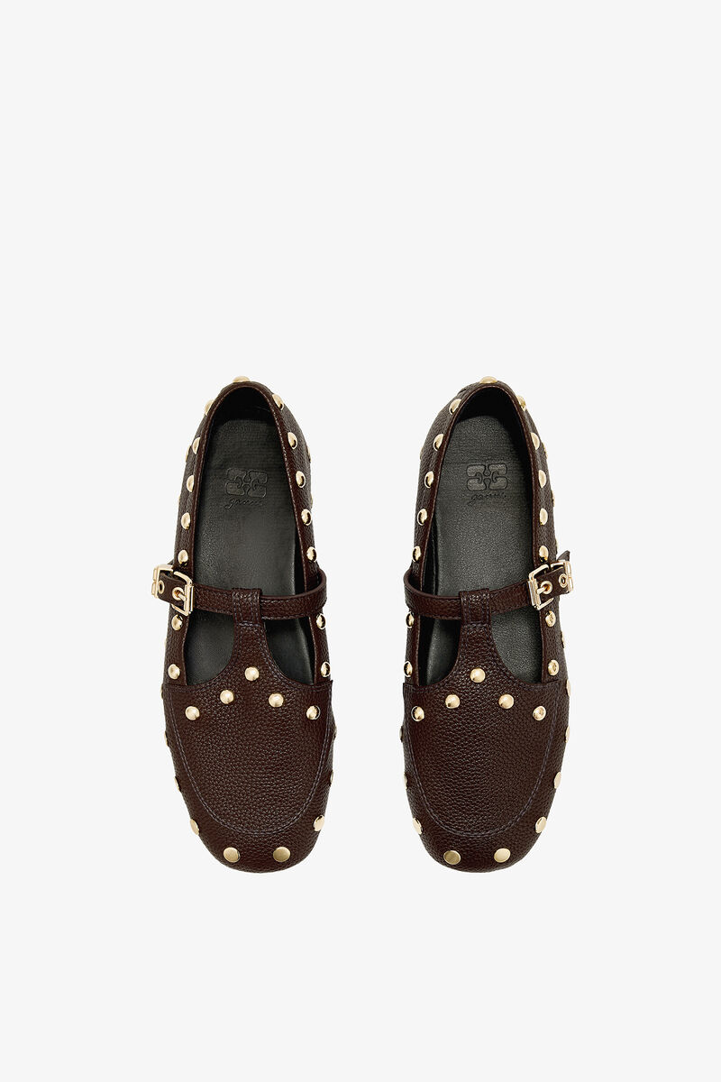 Mary Jenny Moccasins in Brown, Recycled Polyester, in colour Chicory Coffee - 3 - GANNI