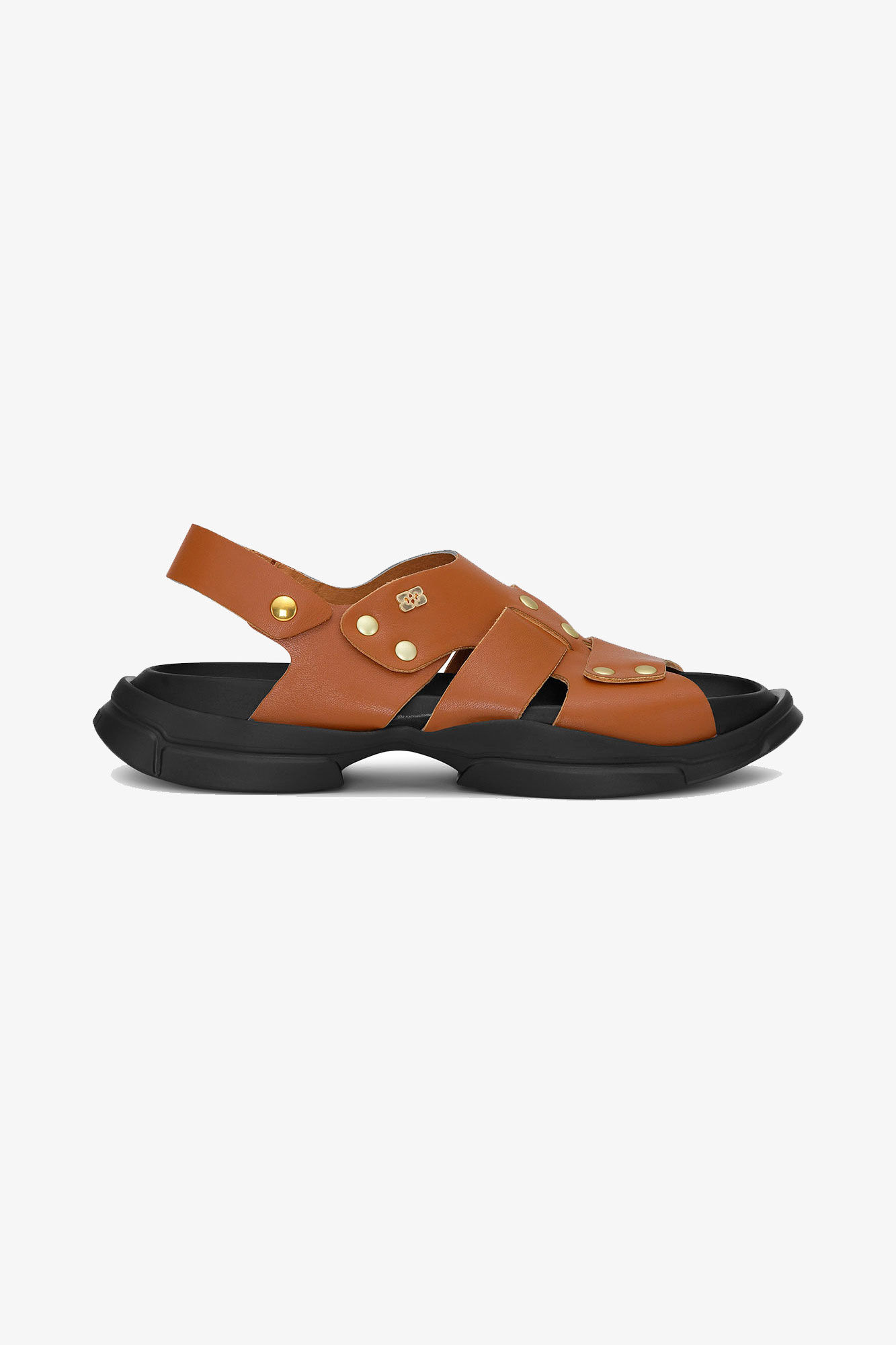 Brown Light Weight EVA Asymmetrical Sandals, Polyester, in colour Chocolate Fondant - 1 - GANNI