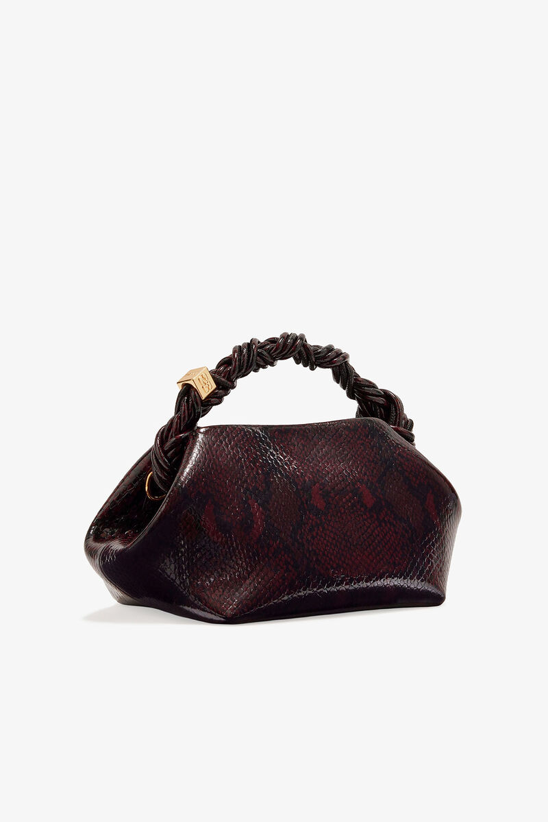 Sac GANNI Bou petit bordeaux effet serpent, Polyester, in colour Dark Burgundy - 2 - GANNI