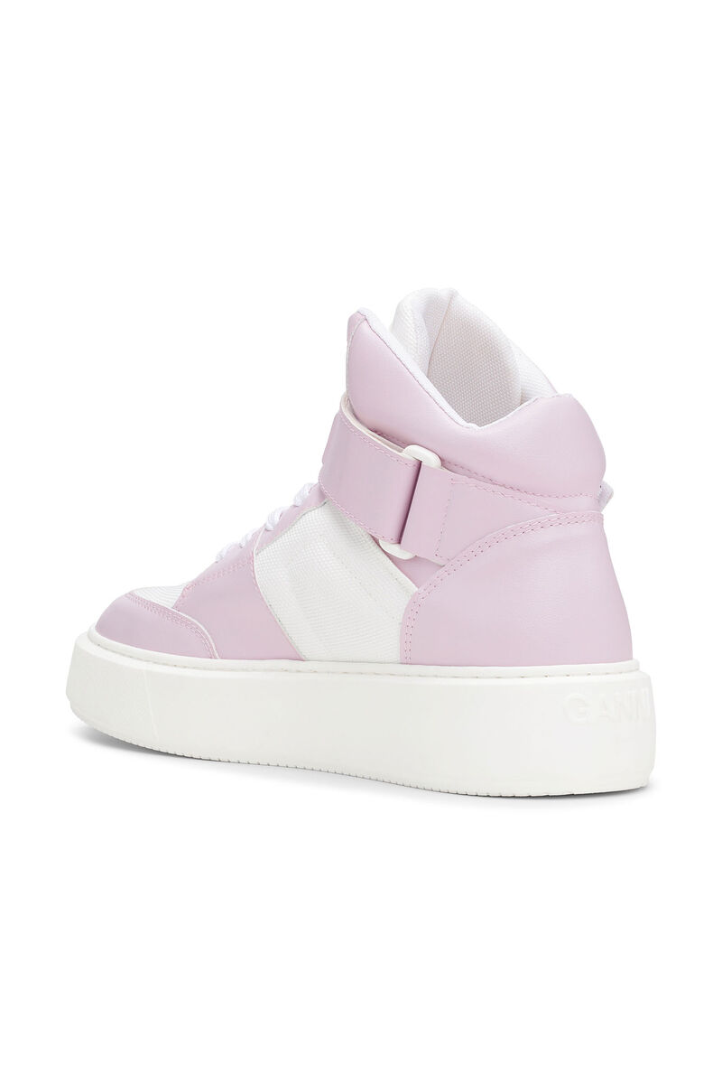 Sporty Mix High Top Sneakers, Polyester, in colour Light Lilac - 2 - GANNI