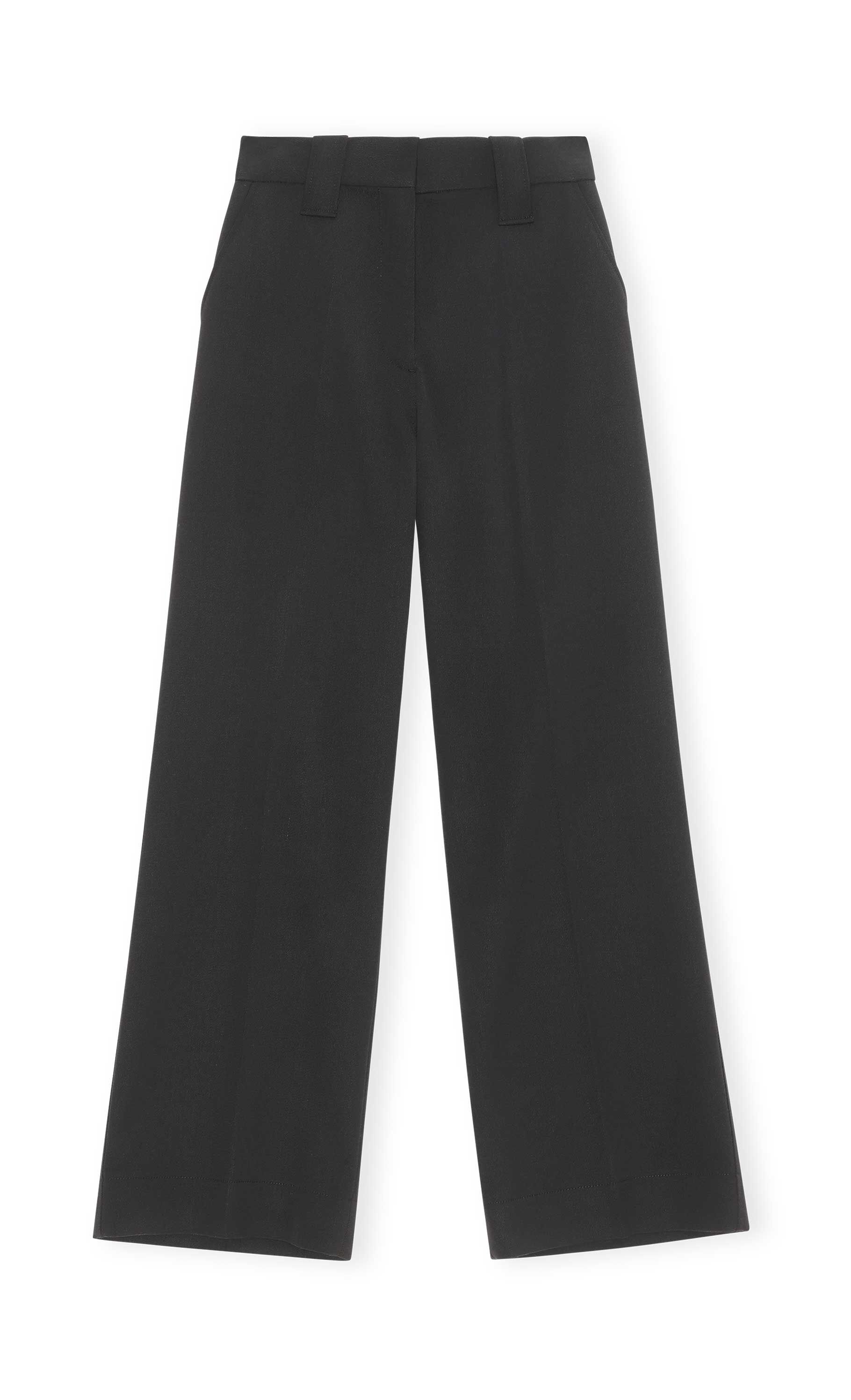 Black Twill Suiting Loose Fit Mid Waist 