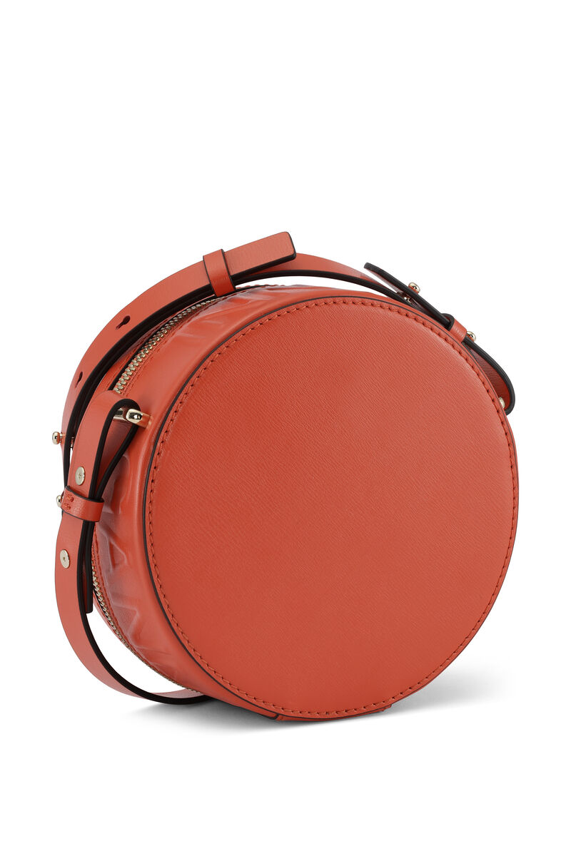 Round Crossbody Logo Bag, Leather, in colour Paprika - 2 - GANNI
