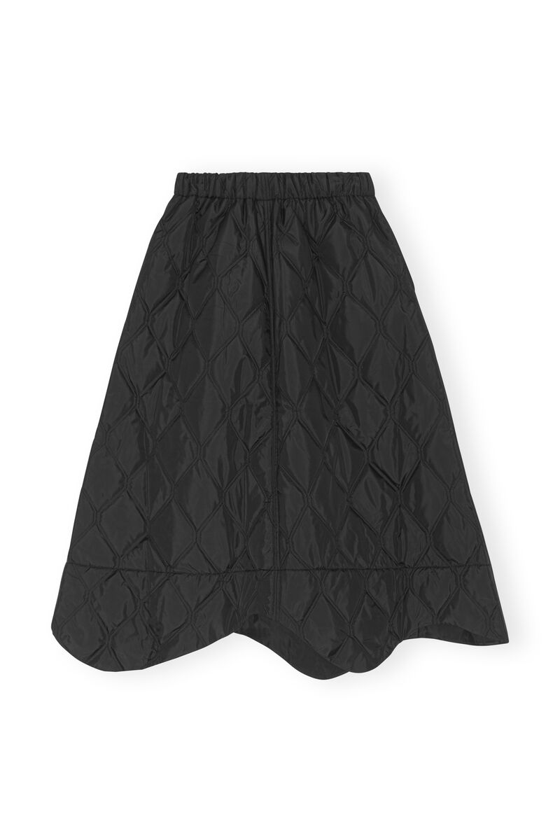 Jupe matelassée en ripstop, Recycled Polyester, in colour Black - 2 - GANNI