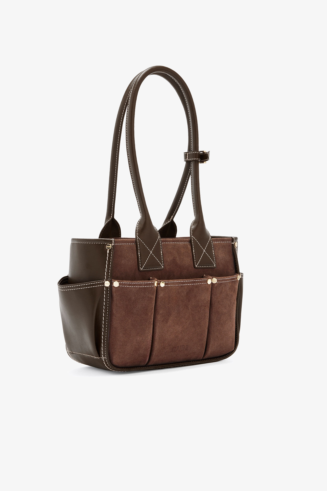Chicory Coffee Small Posy Bag in Brown Suede | GANNI US