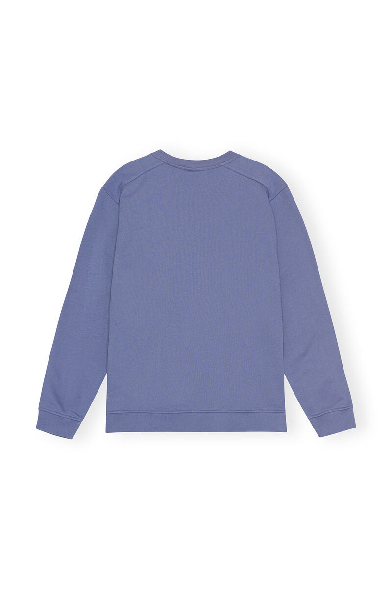 Drop Shoulder Sweatshirt, Organic Cotton, in colour Gray Blue - 2 - GANNI