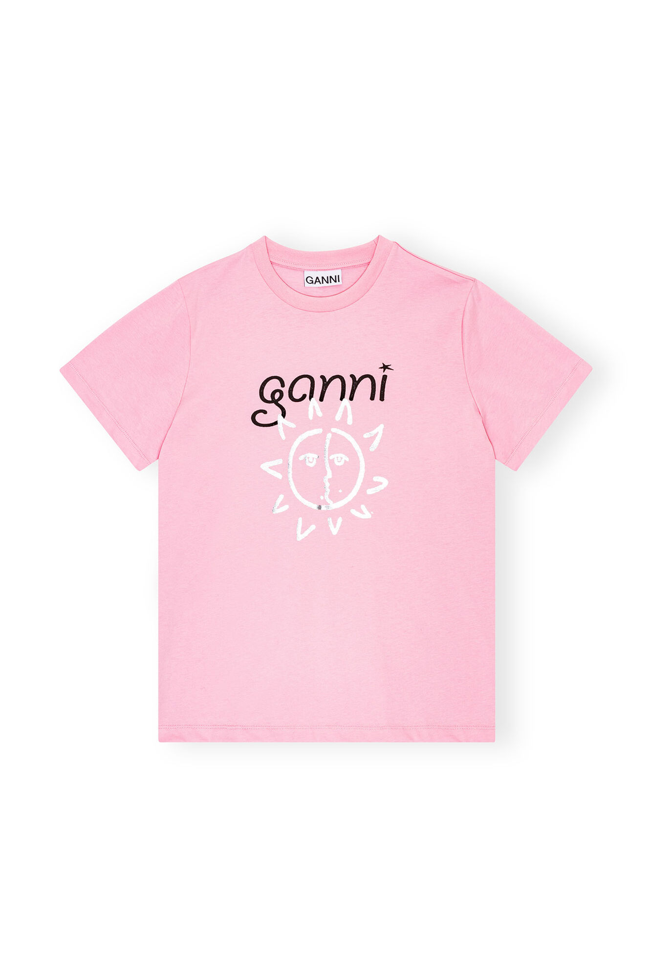 Pink Relaxed Sun T-shirt, Cotton, in colour Lilac Sachet - 1 - GANNI