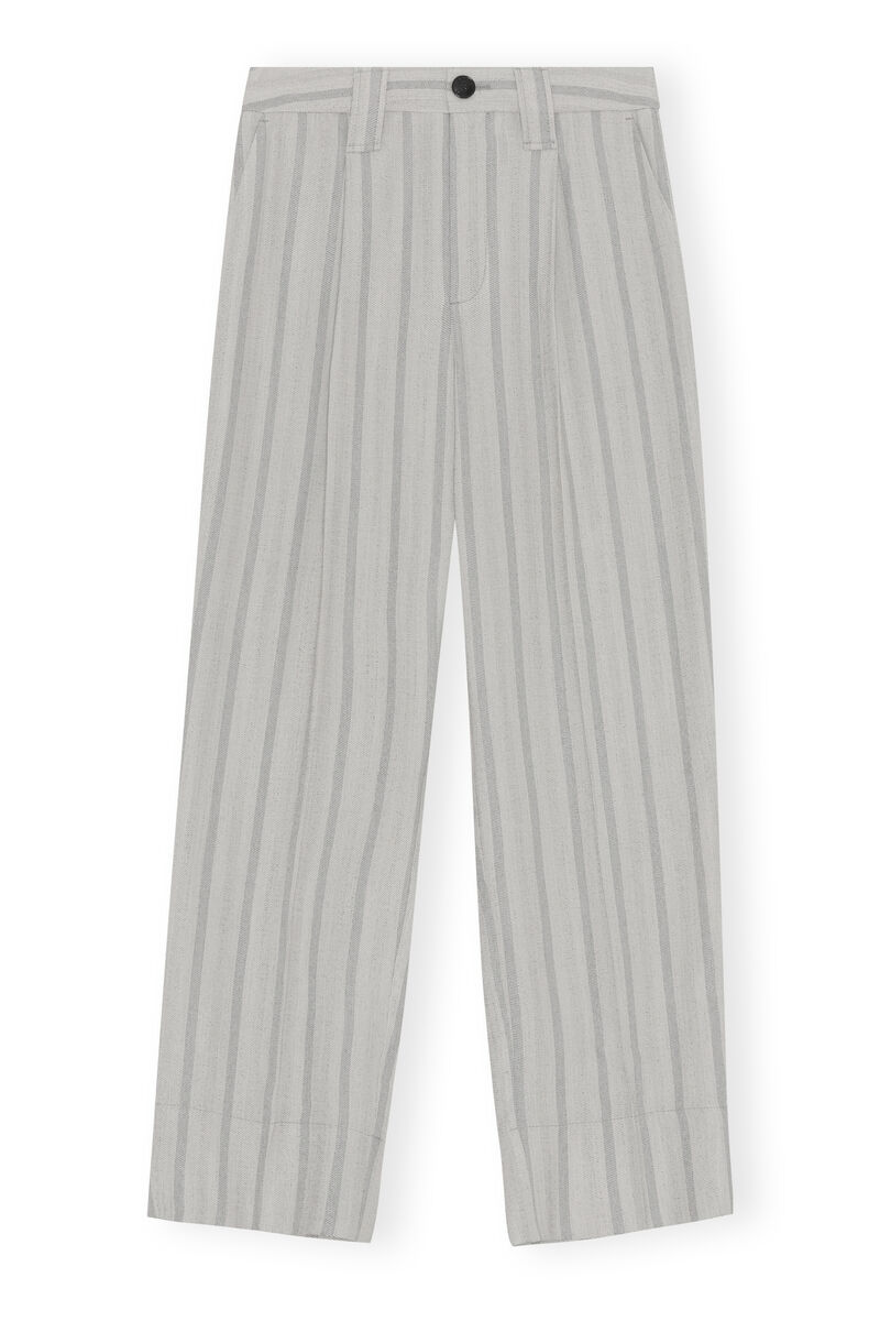 Plisserte dressbukser, LENZING™ ECOVERO™, in colour Phantom Stripe - 1 - GANNI