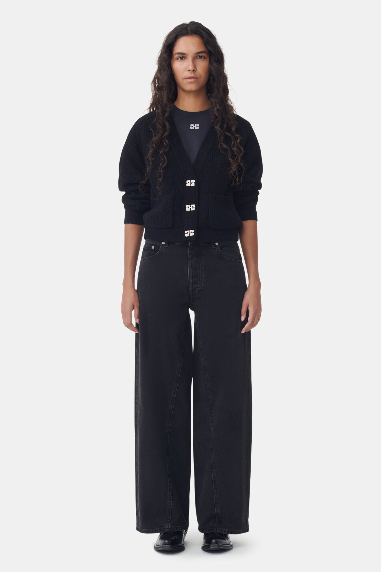 Washed Black Joezy Jeans, Cotton, in colour Washed Black/Black - 1 - GANNI