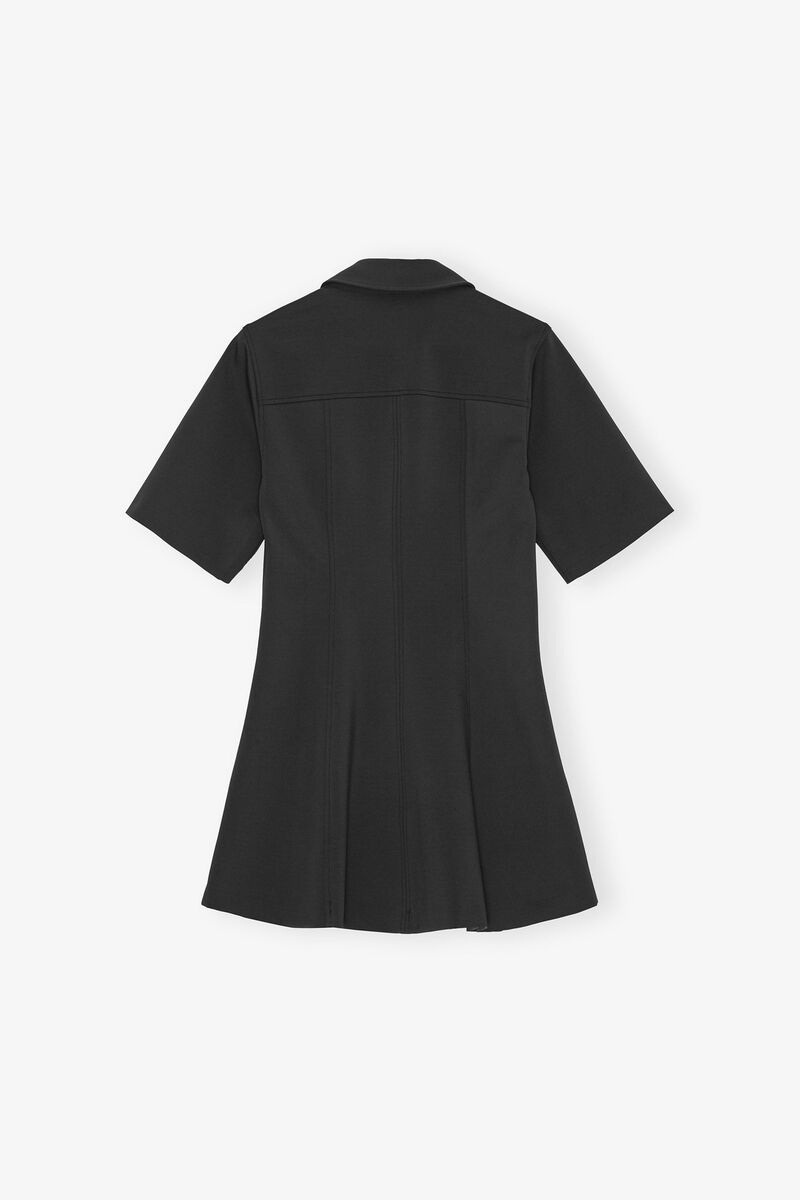 Kjole i sort neopren, Recycled Polyamide, in colour Phantom - 2 - GANNI
