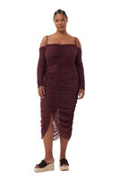GANNI X ESTER MANAS Schulterfreies Raff-Kleid aus Mesh, Recycled Nylon, in colour Port Royale - 1 - GANNI