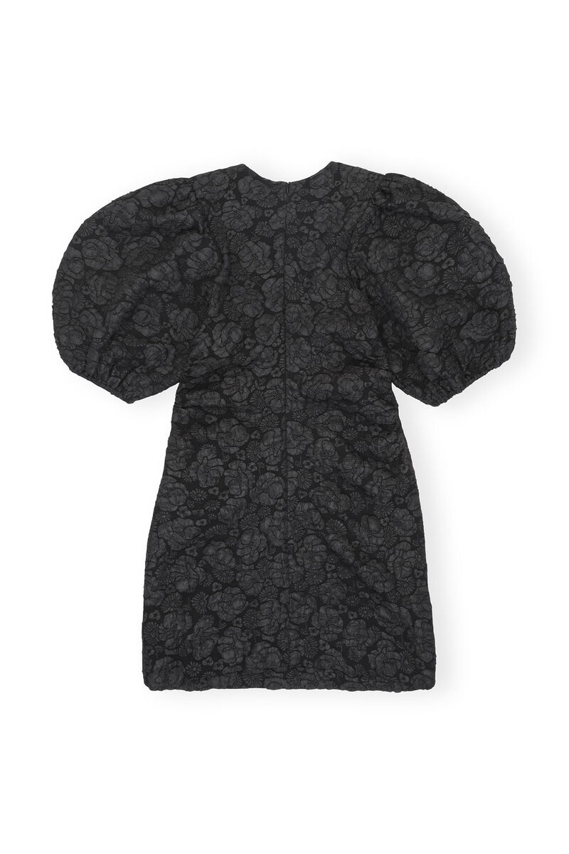 Stretch Jacquard Puff Sleeves Minikjole, Polyester, in colour Black - 2 - GANNI