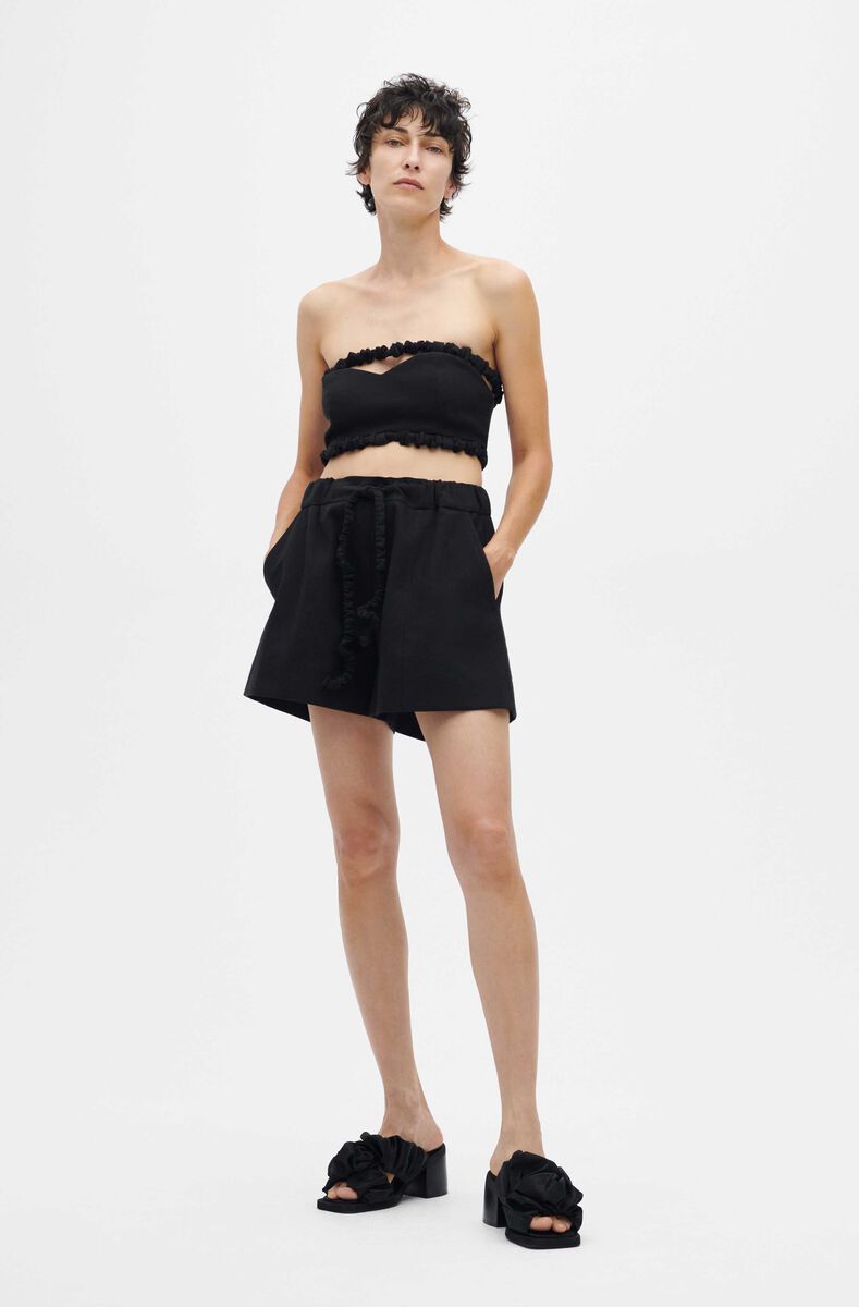 Relaxed Shorts, Polyester, in colour Black - 1 - GANNI
