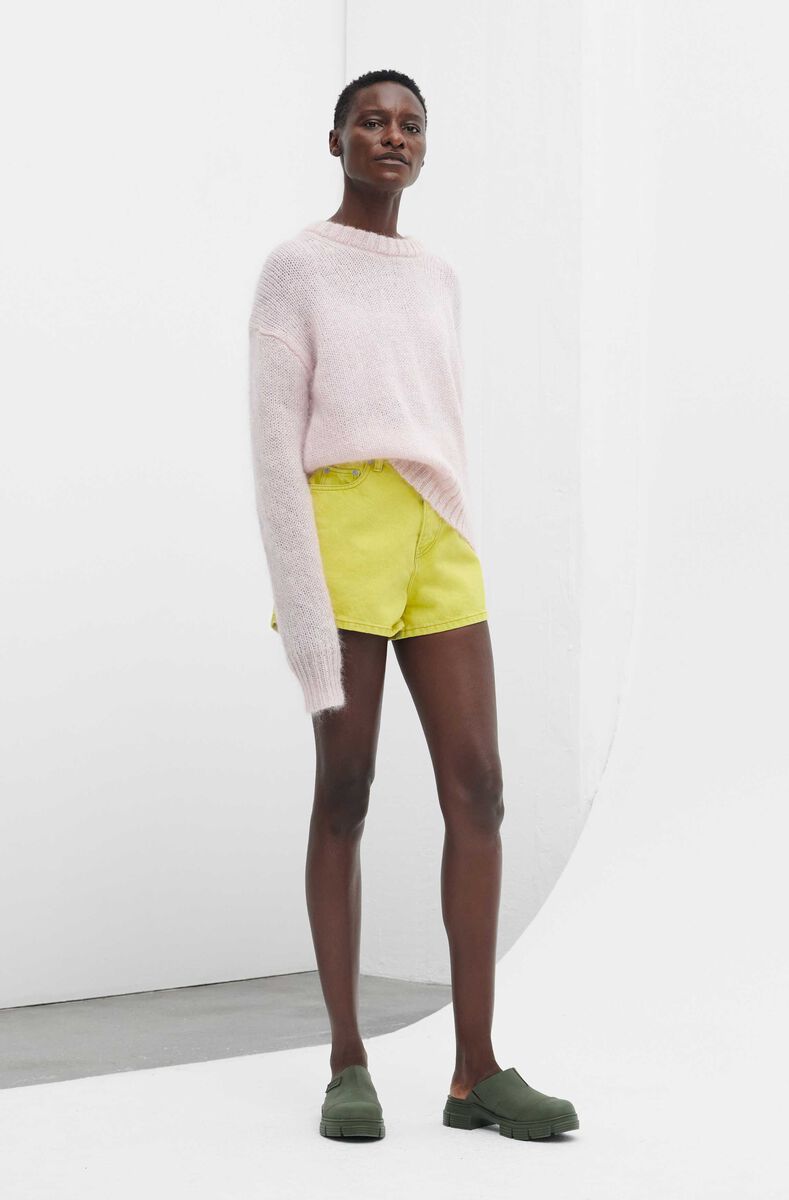 Denim Hotpant Shorts, Cotton, in colour Blazing Yellow - 1 - GANNI