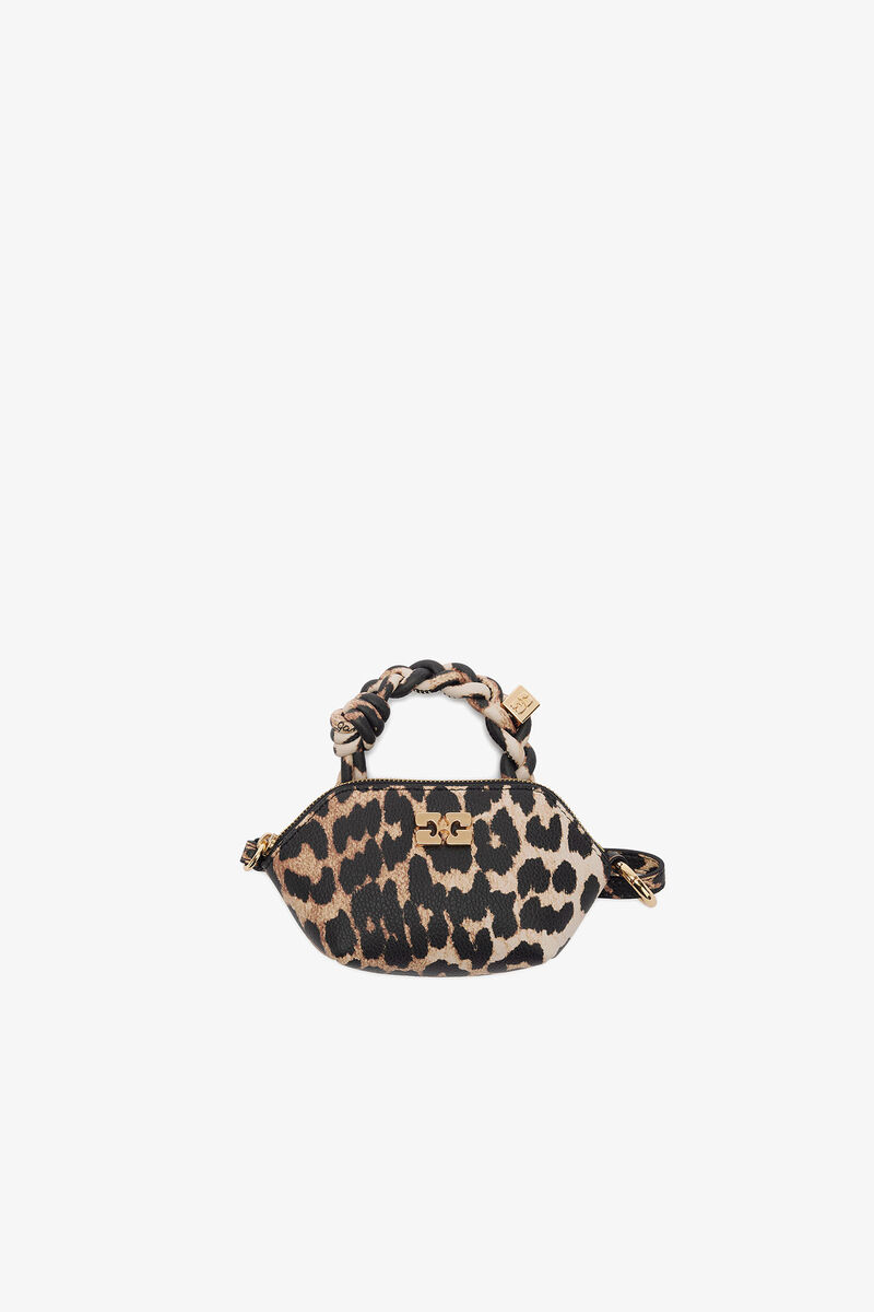Leopard Grained Nano Bou Bag Nano, in colour Almond Milk - 1 - GANNI
