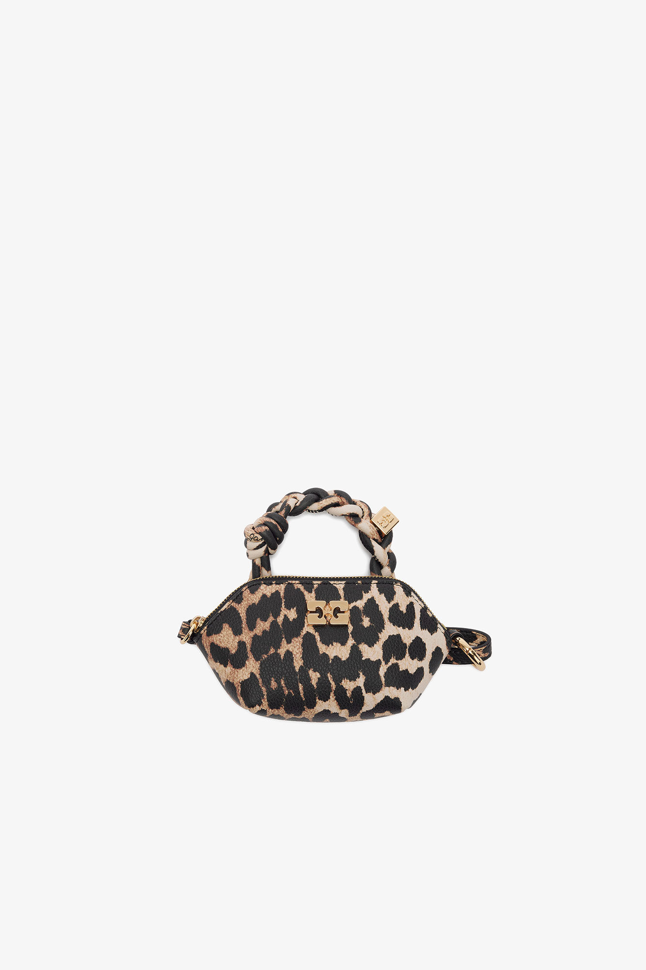 Leopard Grained Nano Bou Bag Nano, in colour Almond Milk - 1 - GANNI