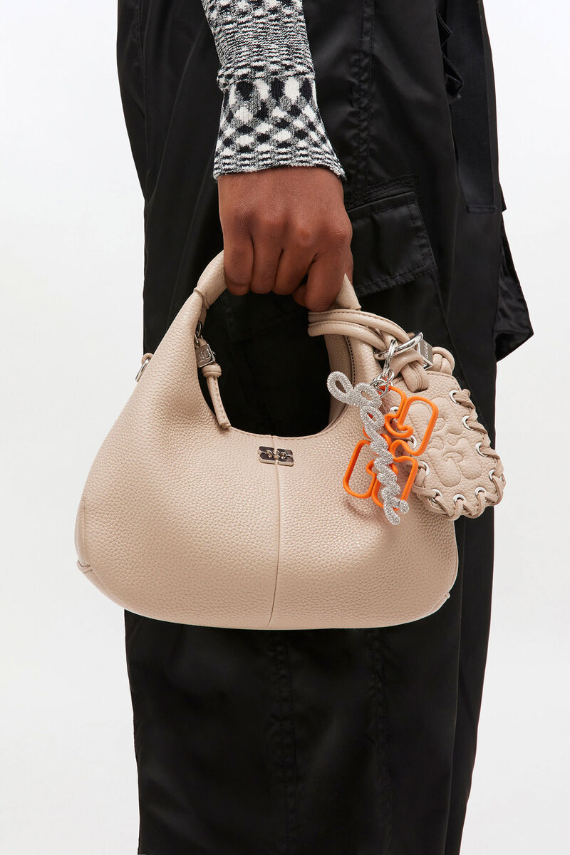 Orange GANNI Signature Keyring, Iron, in colour Russet Orange - 1 - GANNI