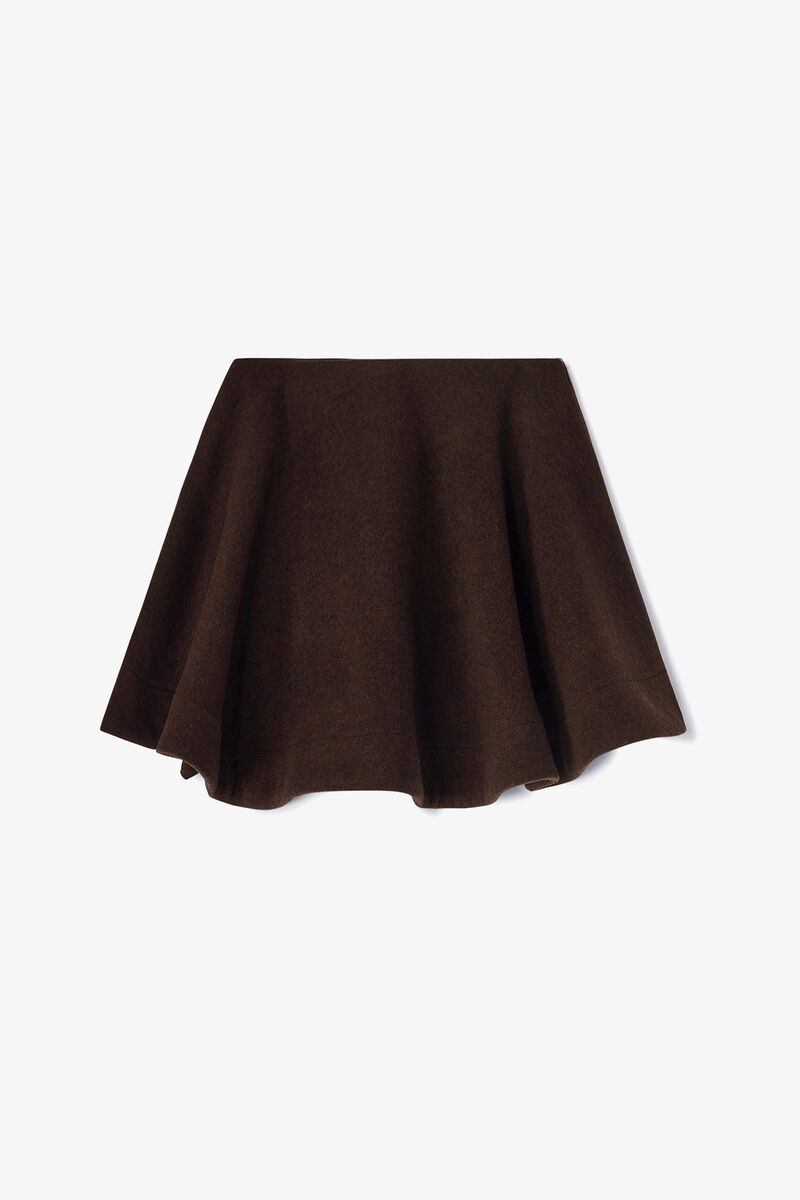 Peacoat Wool Circle Skirt, Wool, in colour Demitasse - 1 - GANNI