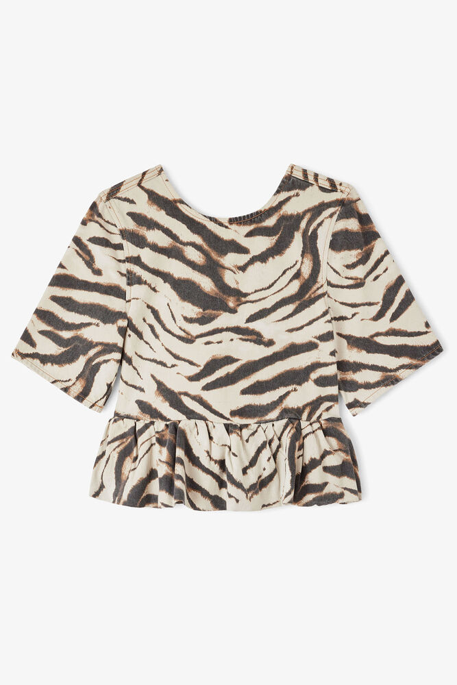 Top in Zebra Denim, Egret